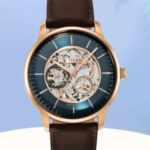 Titan Automatics Blue Dial Automatic Leather Strap watch for Men